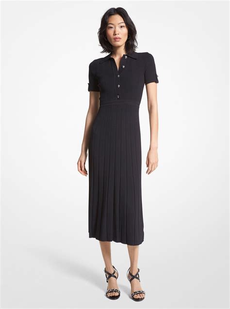 michael kors ribbed stretch knit polo dress